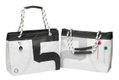 Sea wave sac shopping en toile à voile avec poignées en cordage noir 42x17x33 cm 20 litres