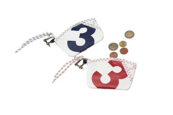 Équipage - NA - Portefeuille Sea Key - Porte-clés sailcloth -fermeture éclair et bague - Marine