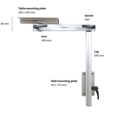 Vie à bord - NA - Support de table Lagun 500mm - Gris anodisé - 30605