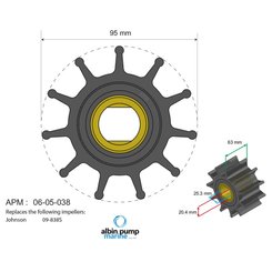 Moteur - NA - Turbine diamètre 95-25,3 , épaisseur 63