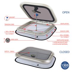 Vie à bord - NA - Stores avec ventilation pour trappes – 350x350mm - WLD1305