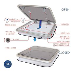 Vie à bord - NA - Stores avec ventilation pour trappes – 800x800mm - WLD1315