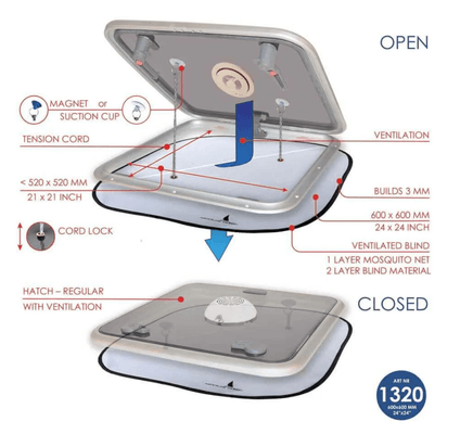 Vie à bord - NA - Stores pour trappes ventilées - 600x600mm - WLD1320