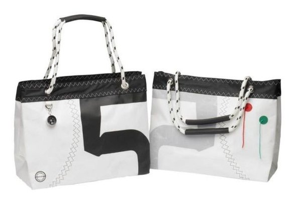 Équipage - NA - Sea wave sac shopping en toile à voile avec poignées en cordage noir 42x17x33 cm 20 litres