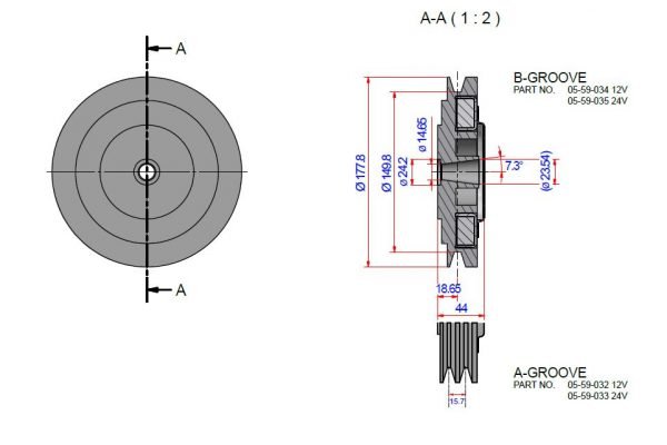 Moteur - NA - Embrayage électromagnétique 24v 2 gorges type a