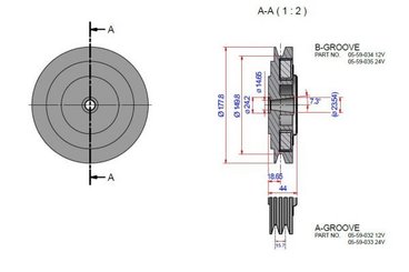 Moteur - NA - Embrayage électromagnétique 24v 2 gorges type a