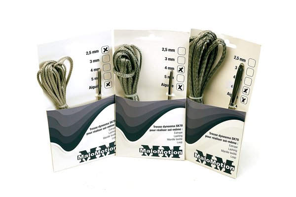 Accastillage et gréement - NA - Pack lashing avec aiguille à épisser couleur gris Ø 6mm L 1.5m