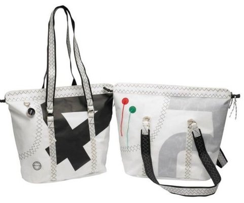 Équipage - NA - Sea queen sac shopping en toile de voile avec fermeture éclair noir 49x17x38 cm 14 litres