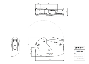 Accastillage et gréement - NA - Bloqueur XAS simple Ø6-12mm 575kg à montage latéral tribord