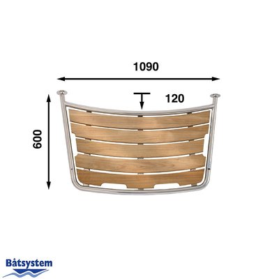 Mouillage - NA - Plateforme de bain voilier tube 32 mm 1090x600 mm teck - PT1006030