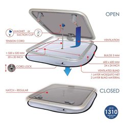 Vie à bord - NA - Stores avec ventilation pour trappes – 600x600mm - WLD1310