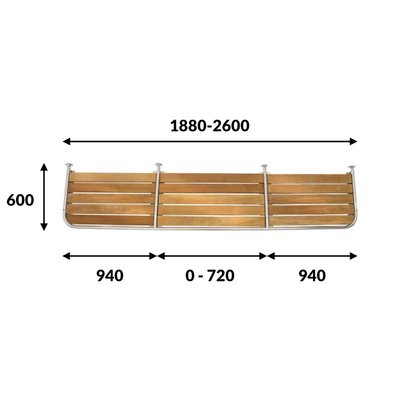 Mouillage - NA - Plateforme de bain en teck partie médiane flexible 1750-2600x600mm - PM2606030