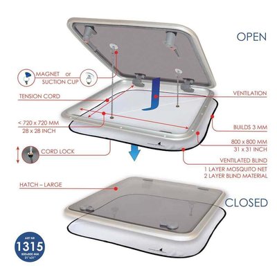 Vie à bord - NA - Stores avec ventilation pour trappes – 800x800mm - WLD1315