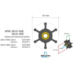 Moteur - NA - Turbine diamètre 51 - 8 , épaisseur 22 - Nitrile