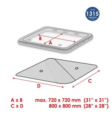 Vie à bord - NA - Stores avec ventilation pour trappes – 800x800mm - WLD1315