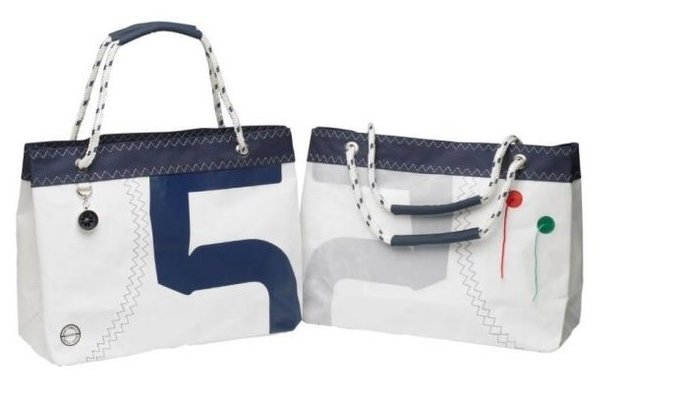 Équipage - NA - Sea wave sac shopping en toile à voile avec poignées en cordage marine 42x17x33 cm 20 litres
