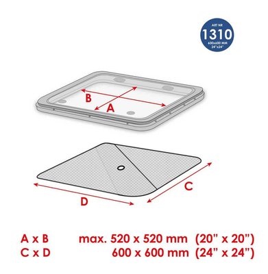 Vie à bord - NA - Stores avec ventilation pour trappes – 600x600mm - WLD1310
