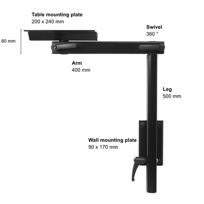 Vie à bord - NA - Support de table Lagun 500mm - Noir anodisé - 30662