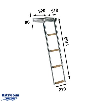 Mouillage - NA - Echelle télescopique escamotable 4 marches en teck et serrure - BKT74T