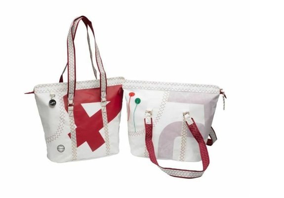 Équipage - NA - Sea queen sac shopping en toile de voile avec fermeture éclair rouge 49x17x38 cm 14 litres