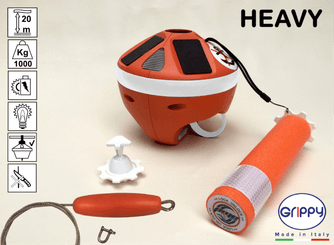 Mouillage - NA - GRIPPY HEAVY : Bouée pour ancre 20m de corde 1000 kg, éclairage de nuit automatique+ câble de protection inox et crochet pour balcon