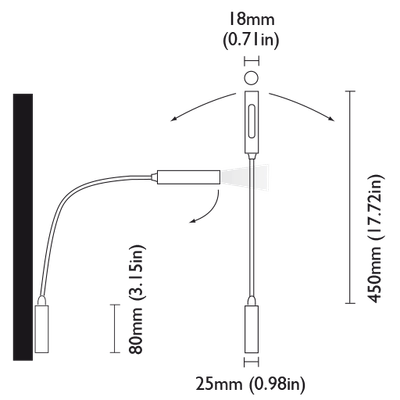 Électricité - NA - Liseuse led 24v flexible rouge et blanc 3000K + driver stilo side - satine noir